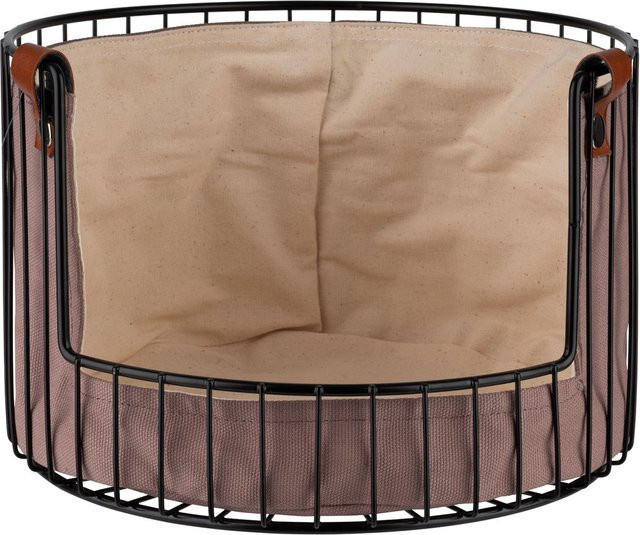 APS Brotkorb und Obstkorb mit Baumwolltasche, B/T/H: 27,5 x 27,5 x 18,5 cm, schwarz/beige/grau - Bild 1