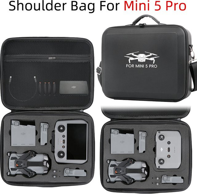 EVANOVM Tragetasche für Mini 5 PRO mit RC 2 und RC-N3 Controller, Schultertasche und Reisebox für Drohnen-Zubehör in Schwarz oder Grau - Bild 1