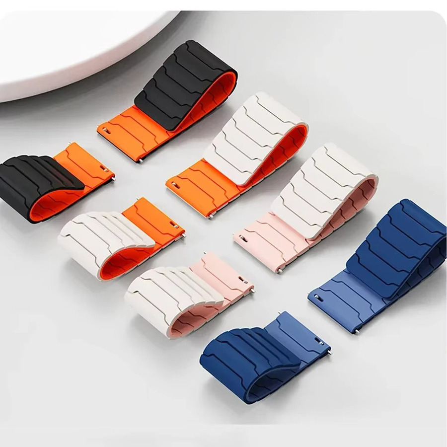 Uhrenarmband Silikon, Weiß, 22 mm, 20 mm - Bild 1