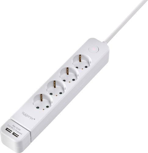 Sygonix Steckdosenleiste SY-4535058 mit Schalter und Schutzkontakt in Weiß - Bild 1