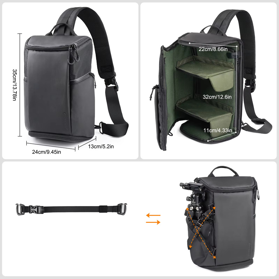 BESNFOTO Einzelschulter-Crossbody-Kameratasche für DSLR und spiegellose Kameras für Männer und Frauen zum Wandern - Bild 4