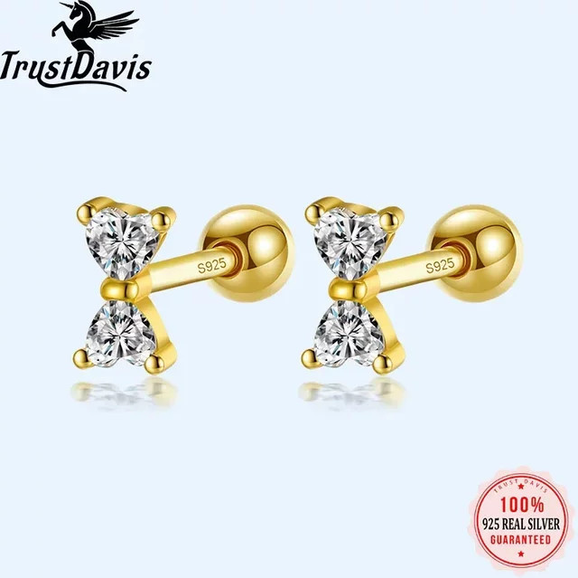 Trustdavis Ohrstecker 925 Silber, Schleife, Zirkonia, Damen - Bild 1
