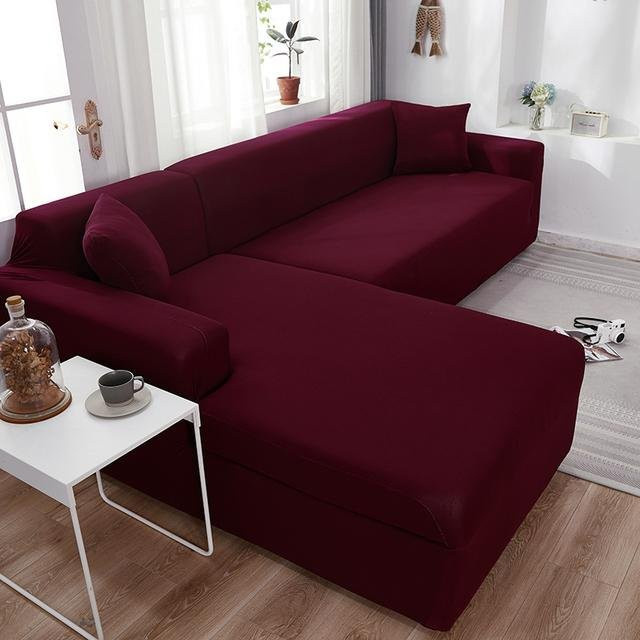 Housmife Ecksofa-Bezug aus elastischem Spandex für L-förmige Sofas, Farbe Weinrot, Breite: 90-140 cm - Bild 1