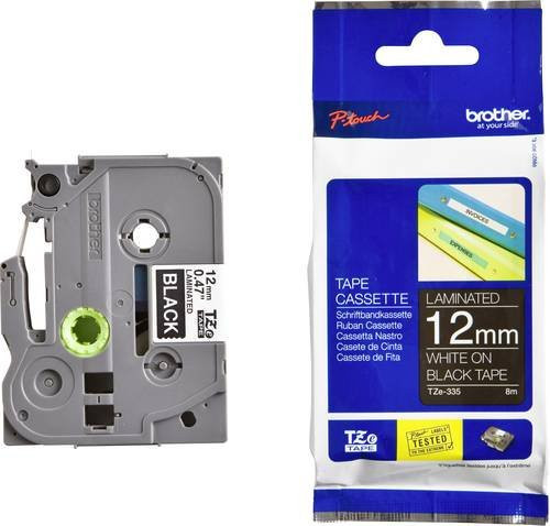 Brother P-touch Schriftbandkassette TZe-335 Weiß auf Schwarz, Breite: 12 mm, Länge: 8 m - Bild 1