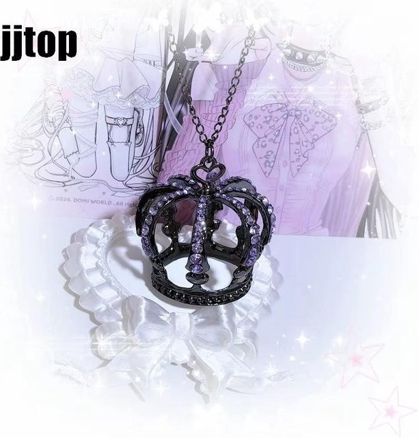 Halskette Krone Subkultur, 3D, Strass, Kristall, gray, Unisex - Bild 1