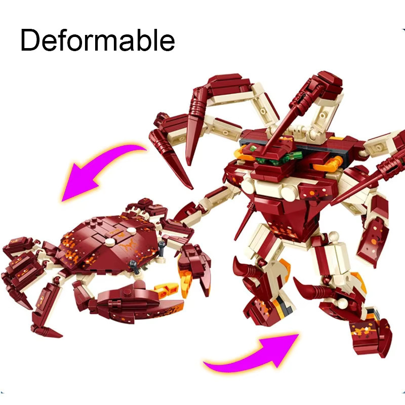 XDR Kreative Meerestiere Roboter Bausteine Set mit Verformungsfunktion in Rot für Kinder und Erwachsene - Bild 1