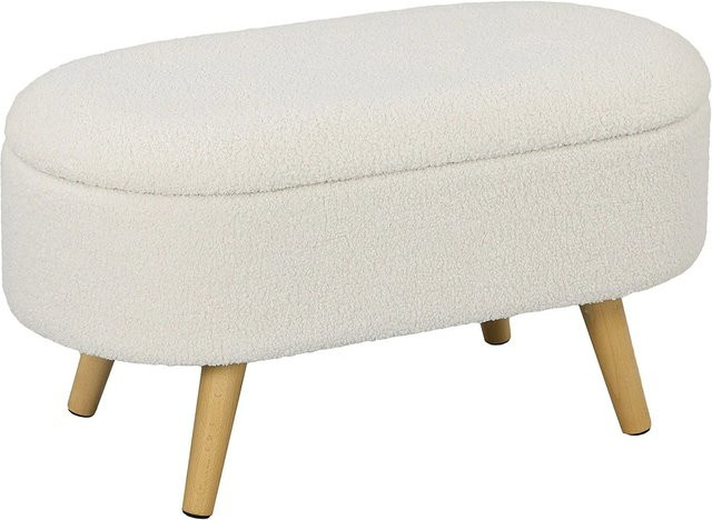 HOMCOM Polsterbank mit Stauraum aus Teddysamt in Weiß, B/T/H: 82 x 41 x 45 cm - Bild 1