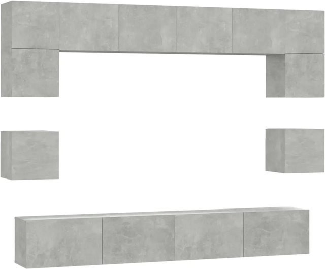 vidaXL 8-tlg. TV-Schrank-Set aus Holzwerkstoff in Betongrau, Wandmontage für dein Wohnzimmer, B/T/H: 60 x 30 x 30 cm, 80 x 30 x 30 cm, 100 x 30 x 30 cm und 30,5 x 30 x 30 cm - Bild 1