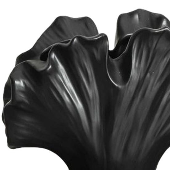 Yousheng Keramik Blumenvase in Ginkgoblatt-Design, dekorative Blattform Vase für dein Zuhause in Schwarz - Bild 6
