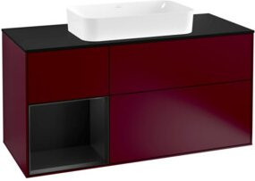 V&B Waschtischunterschrank Finion mit Wandbeleuchtung, Breite: 120 cm, Tiefe: 50,1 cm, Höhe: 50,1 cm, Farbe: Blau matt lackiert - Bild 1