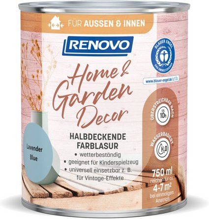 RENOVO Farblasur Home & Garden Decor seidenmatt in Lavendel-Blau, 750 ml - Bild 1
