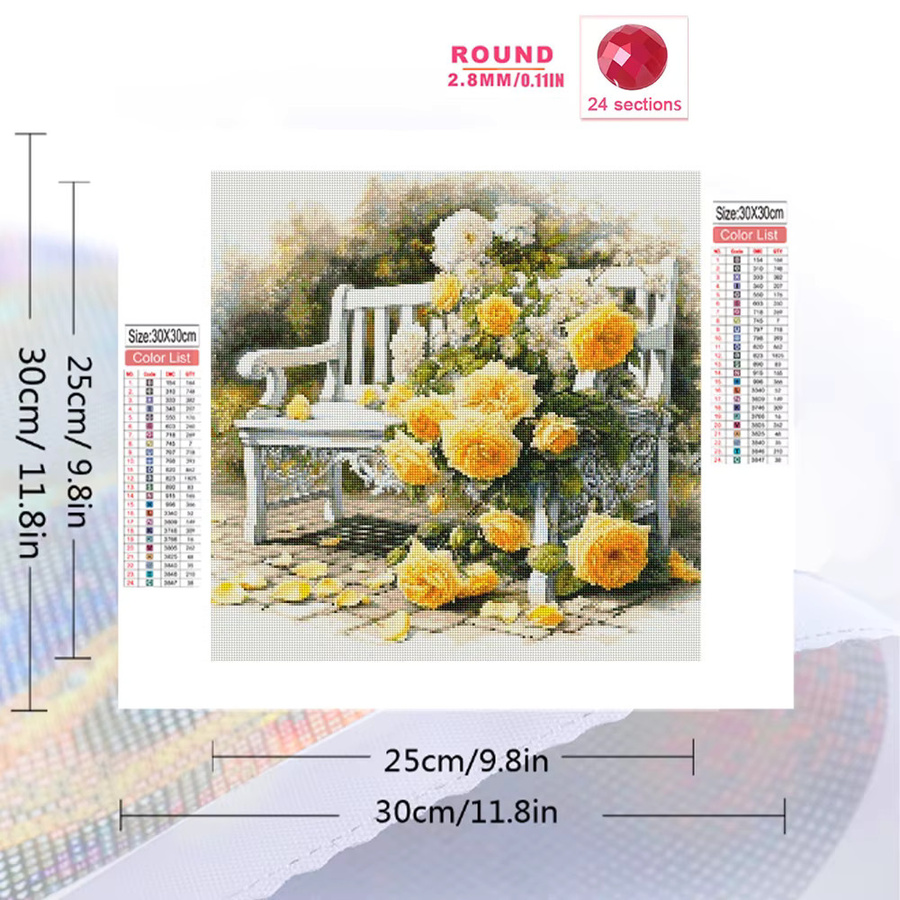 Momoart DIY Blumen-Diamantmalerei Set mit floralem Muster und runden Steinen in Multicolour für Erwachsene und Anfänger - Bild 1