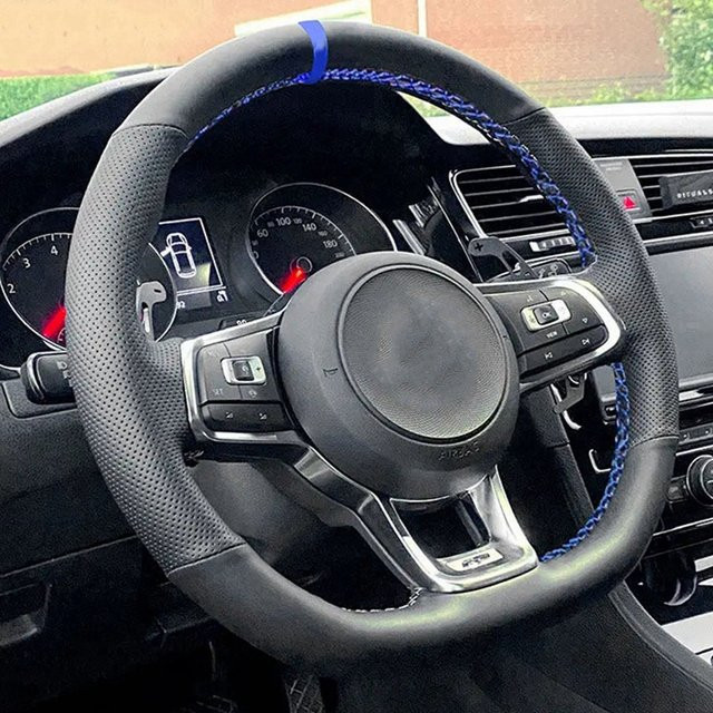 Rutschfeste Lenkradabdeckung aus Kunstleder in Schwarz für VW Golf 7 GTI Golf R MK7 Passat B8 Polo und Scirocco von GKMHiR - Bild 1