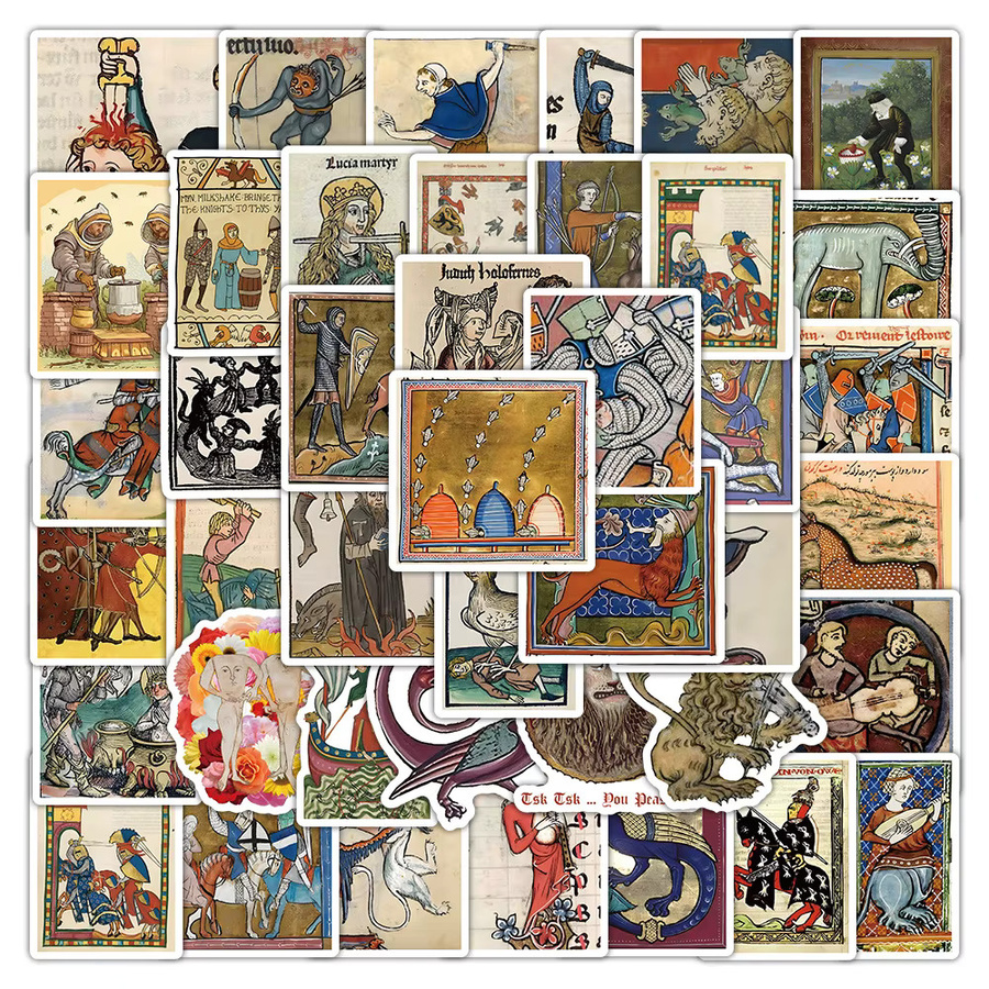 GOGOTU Biomeme Magnet Aufkleber, Retro Mittelalterliche Illustration, Multicolor - Bild 2