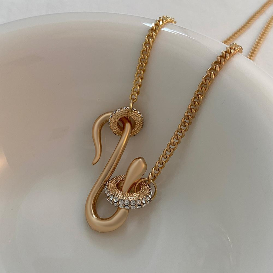 YIRAN Jewelry Halskette, Schlange, Zinklegierung, Gold, Kristall, Damen - Bild 1