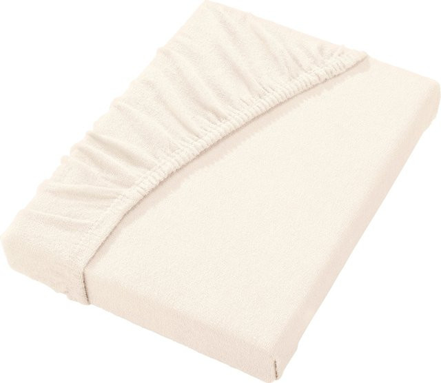 Biberna Spannbetttuch aus Bio-Baumwolle Jersey in Ecru und Beige, bügelfrei - Bild 1