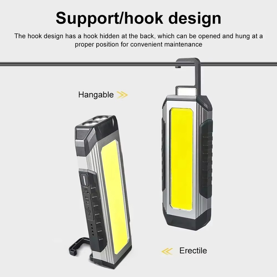 KDULIT Wiederaufladbare COB-Arbeitsleuchte in Schwarz mit Magnet, 4000 mAh Akku und Powerbank-Funktion für Outdoor, Camping und Garten - Bild 4