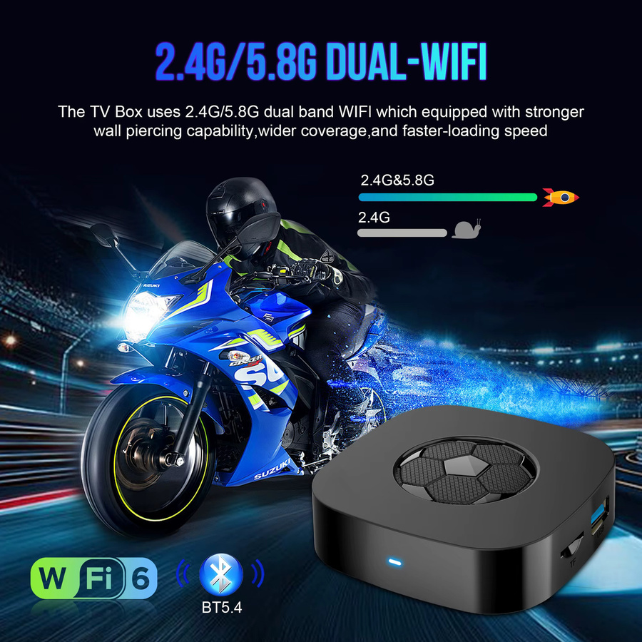 MORTAL T1 Ultra Smart TV Box Android 16 mit 8K HD Streaming, Dual Wifi 2.4G/5.8G und Bluetooth 5.0, Schwarz - Bild 3