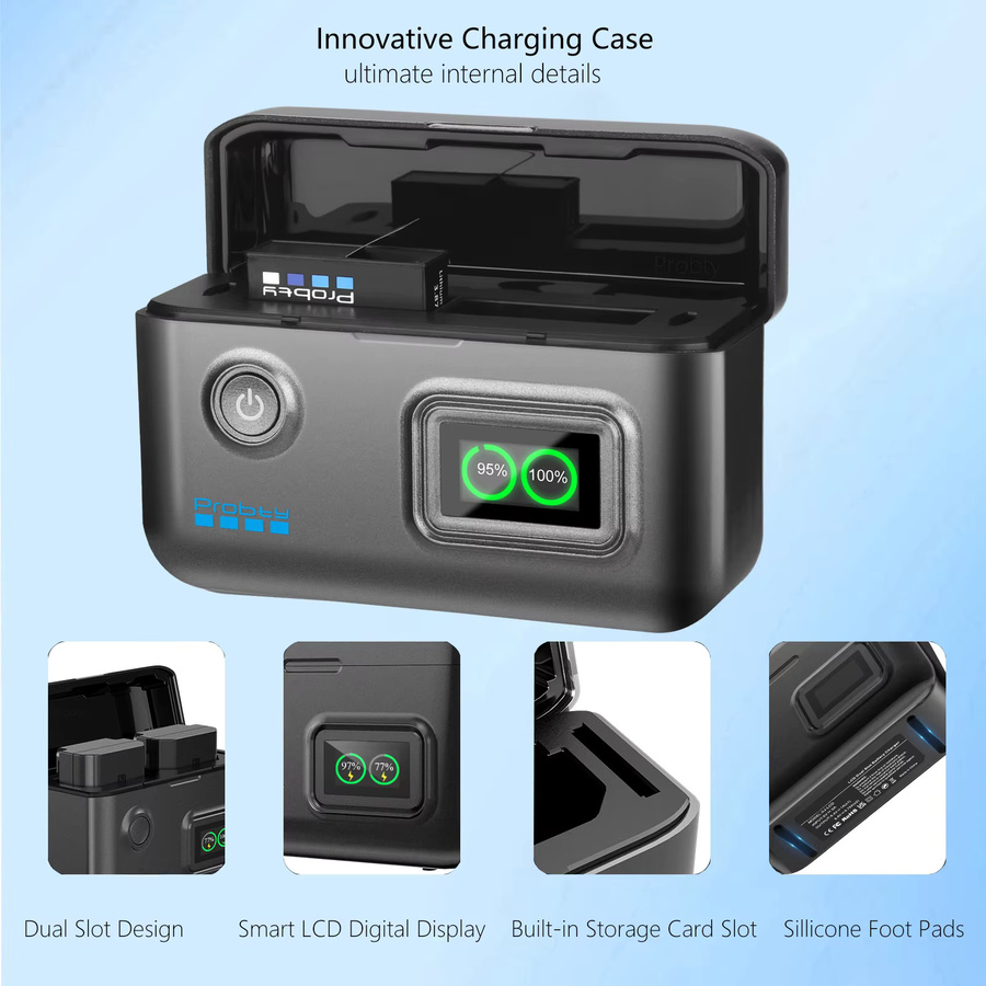DJI Ersatzakku 2200 mAh mit 2-Kanal-Ladebox für Osmo Action 6/5/4/3 und Osmo 360 Zubehör - Bild 4