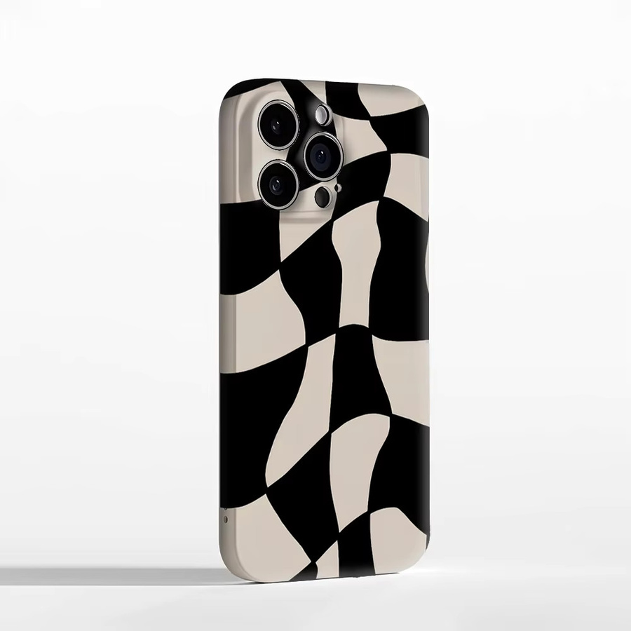 Potdemiel Wellenförmige Schachbrett-Handyhülle für iPhone 17 16 15 14 13 Pro Max Plus mit Magnetfunktion in Multicolour - Bild 2