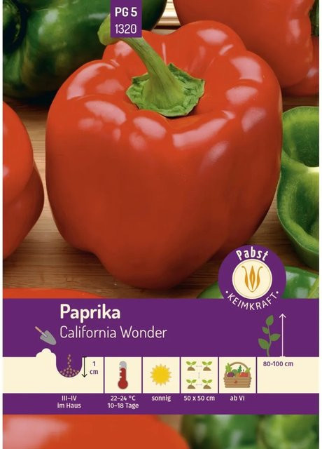 Pabst Keimkraft Paprika California Wonder Saatgut, früh & blockförmig - Bild 1