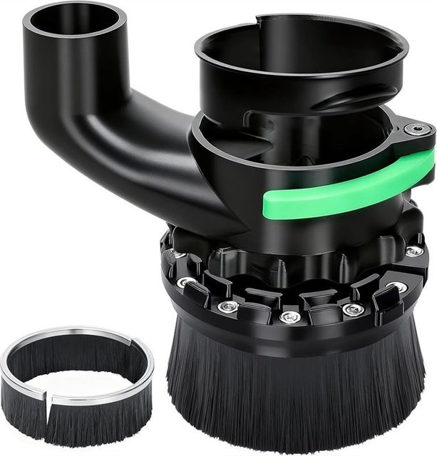 ABFA Doppelbürstenlängen Staubschuh für CNC-Fräsmaschinen mit 65 mm und 69 mm Durchmesser und 38 mm Schlauchdurchmesser in Schwarz - Bild 1