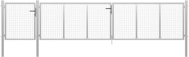 vidaXL Gartentor aus Stahl in Silber, Doppelstor, Breite: 500 cm, Höhe: 100 cm - Bild 1