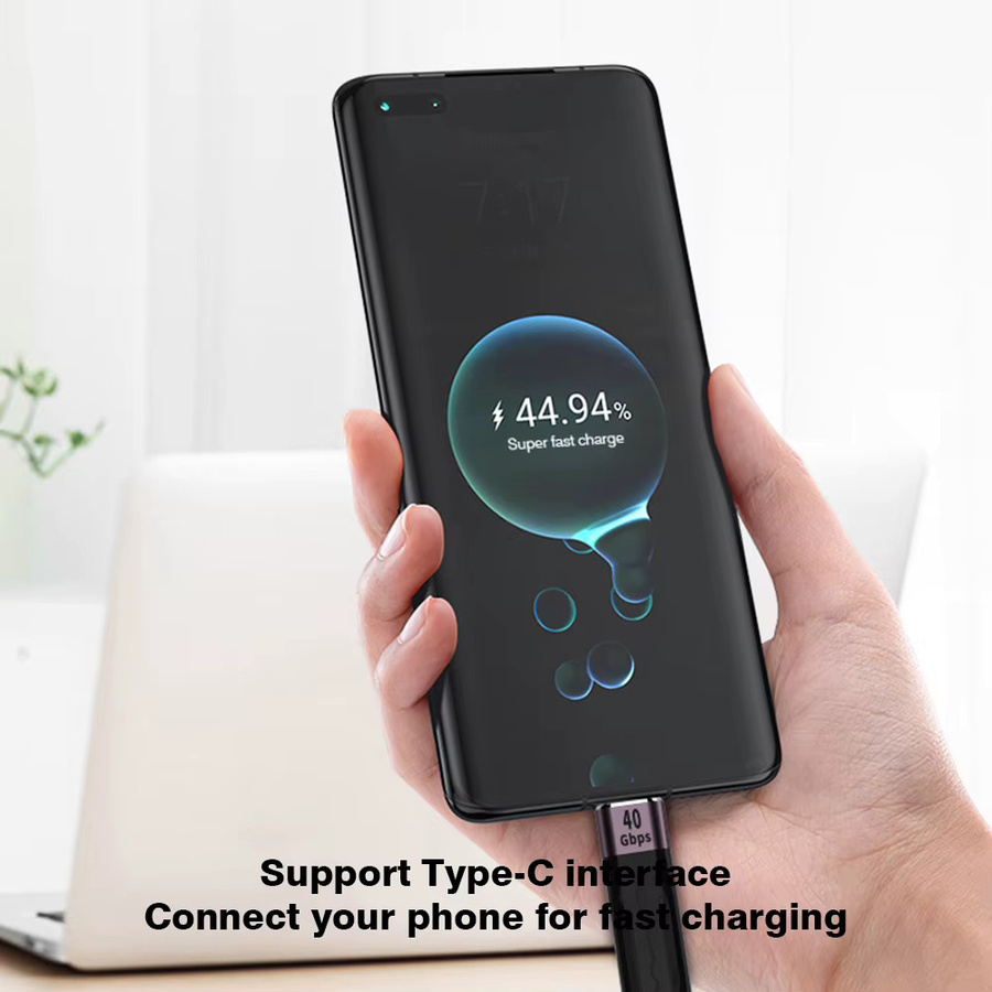 Byscoon USB 4 auf Typ C Schnellladekabel, FPC Flachkabel mit 40 Gbit/s Datenübertragung und 8K/4K Unterstützung, Schwarz - Bild 3