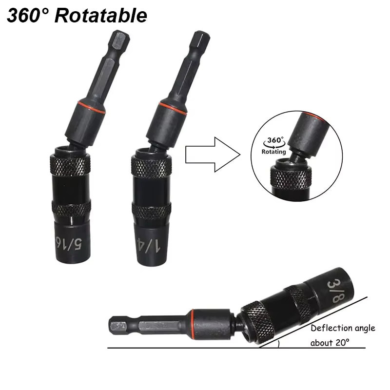 NIUXIANG Universelle Magnetische Bit-Halterung für 1/4, 3/8 und 5/16 Zoll Hex-Schrauben und Bohrer, Schnellwechsel-Halter in Schwarz - Bild 2
