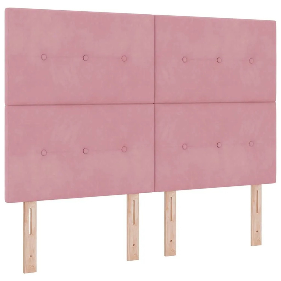 vidaXL LED Boxspringbett mit Matratze in Rosa aus Samt, B/T/H: 160 x 200 x 280 cm - Bild 1