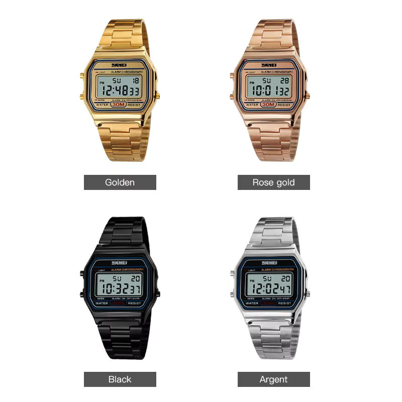 Skmei Armbanduhr Digital, Chronograph, Edelstahl, Schwarz, Herren - Bild 3