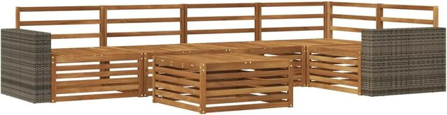vidaXL Outdoor-Sofagarnitur aus Akazienholz in Braun, 6-teiliges Set mit Tisch und Polstern, B/T/H: 79 x 79 x 37 cm - Bild 1