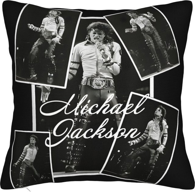 Kissenbezug Michael Jackson Heal The World von Delampa in Schwarz, B/B: 18 x 18 cm - Bild 1