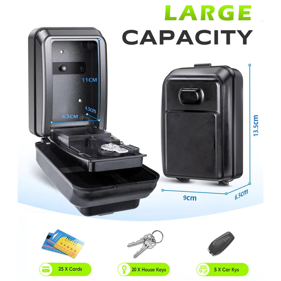 Tuya Bluetooth Smart Key Box für den Außenbereich, IP65 wasserdicht, schwarze Schlüsselbox zur Wandmontage mit Diebstahlsicherung - Bild 3