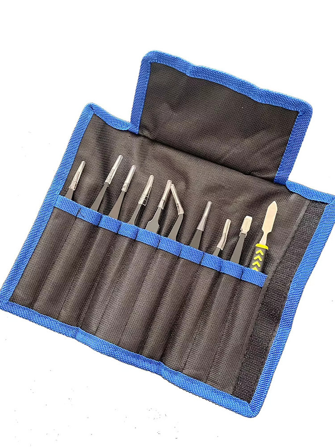 Binoax Antistatisches ESD-Pinzetten-Set aus Edelstahl mit nicht magnetischen Spitzen für Elektronik, Reparatur und Schmuckarbeiten - Bild 4