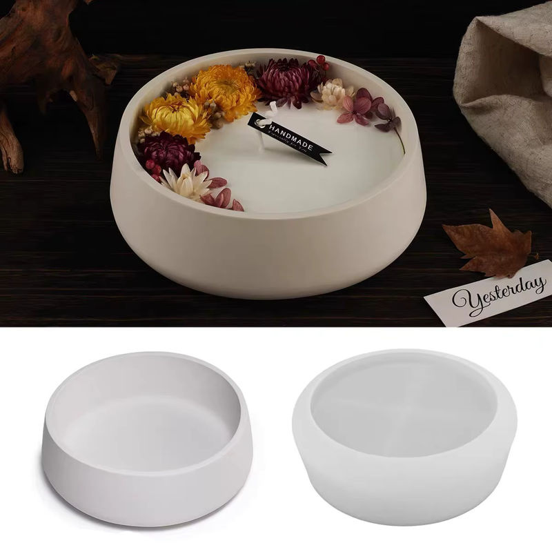 Silikonform für runde DIY-Schalen und Kerzen in Creme, ideal für Beton, Gips oder Aromatherapie-Zubehör - Bild 3