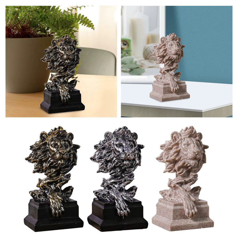 Dekorative Löwenkopf Statue von homyl in Bronze-Optik aus Harz als Kunstfigur für dein Wohnzimmer oder Home Office - Bild 4