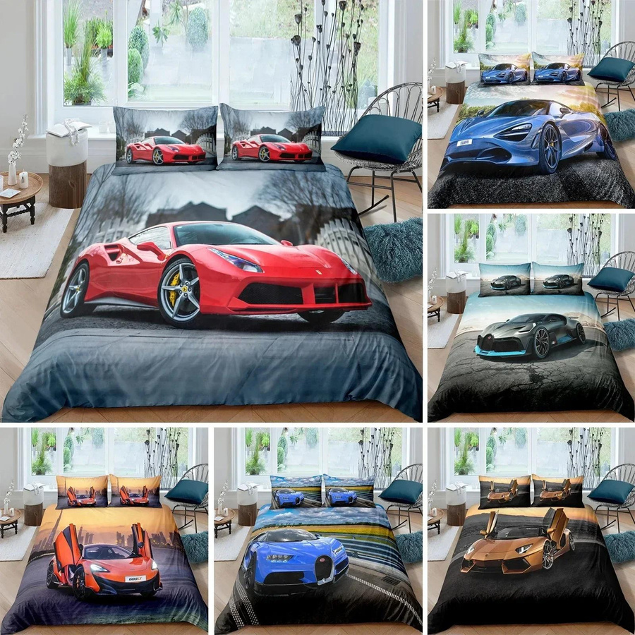 Lodestar Rennwagen Bettwäsche Set mit Motivdruck aus Polyester, bestehend aus Bettbezug und Kissenbezug, B/H: 133 x 70 cm - Bild 1