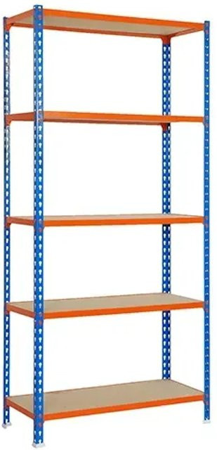 PROREGAL Schwerlastregal Big Muli mit 5 verstellbaren Fachböden, H x B x T: 200 x 110 x 30 cm, Blau-Orange - Bild 1