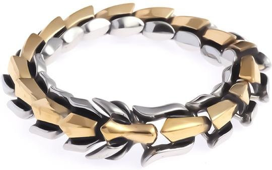 POMOiii Armband, Messing, Gold, Drachen Kopf, Unisex, 22cm - Bild 1