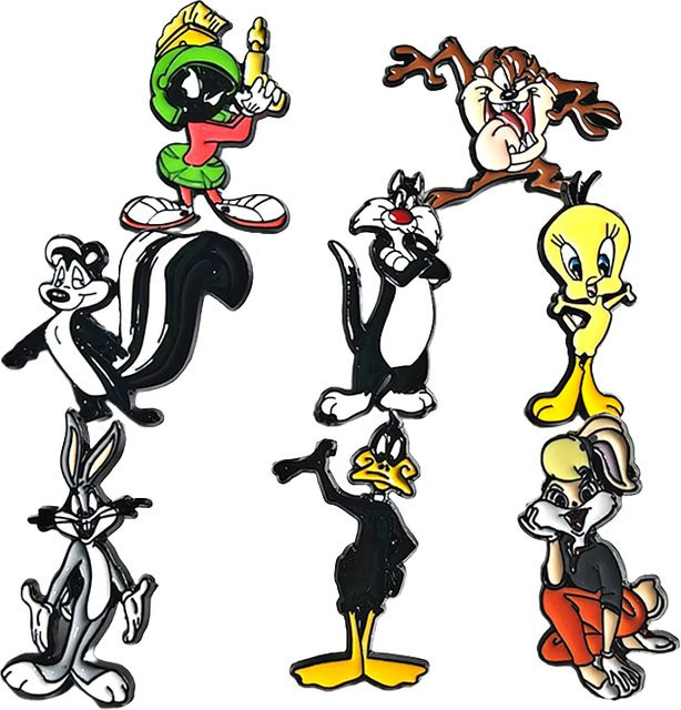 Warner Bros. Cartoon-Charakter Anstecknadel-Set, Metall, 8-teiliges Set - Bild 1