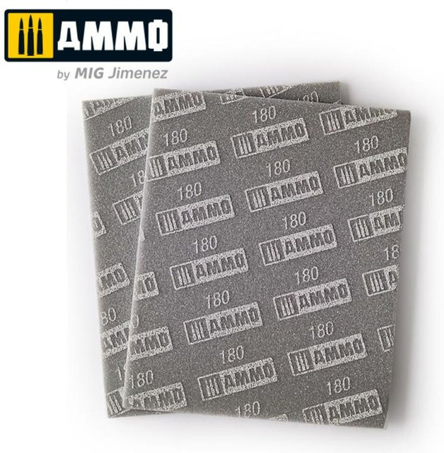 AMMO by MIG Jimenez Sanding Sponge Sheet 180, 2-teiliges Set, Grau - Bild 1