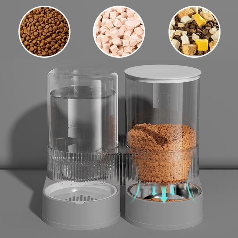 Mixingtime Automatisches Nachfüll-Set für Haustiere mit herausnehmbarer Edelstahlschale und kippsicherer Basis in Grün - Bild 2