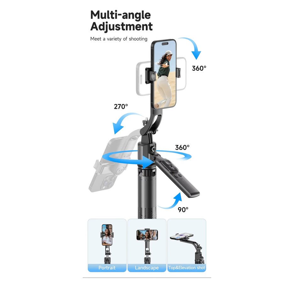 LISCN C17 Auto Face Tracking Stativ Selfie Stick für Video, Vlog und Live-Stream, Schwarz, Höhe: 1,63 m - Bild 3