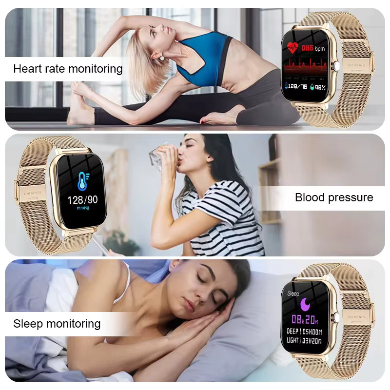 KESHUYOU Smartwatch mit 2,01 Zoll HD-Display in Lila und Gold mit Anruf- und Nachrichtenfunktion sowie Sportmodi - Bild 4