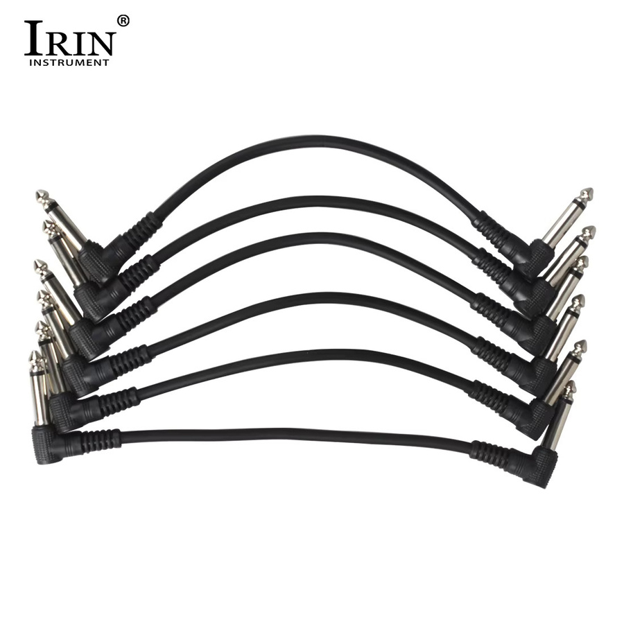 6er Set IRIN Gitarren Effektpedal Kabel, 6,35 mm auf 3,5 mm Jack Audio-Verbindungsleitung, Kupferdraht, Schwarz, Länge: 21 cm - Bild 4