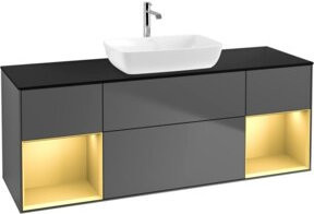V&B Finion Waschtischunterschrank mit Wandbeleuchtung, Anthrazit lackiert, Breite: 160 cm, Höhe: 50,1 cm, Tiefe: 50,1 cm - Bild 1