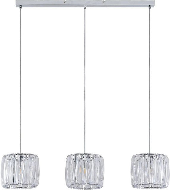 Lindby Pendelleuchte Sofia 3-flammig in Transparent mit Chrom-Details und E14 Fassung - Bild 1