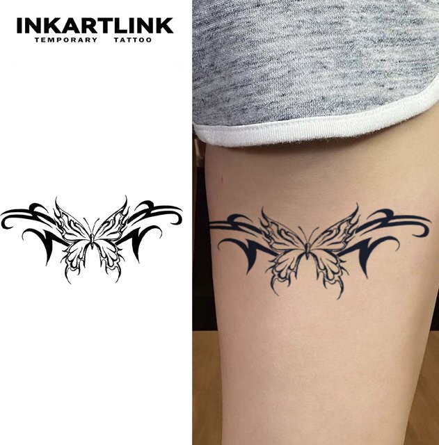 INKARTLINK Flammen-Schmetterlings-Tattoo-Patch, temporäres Tattoo, Tribal-Stil - Bild 1