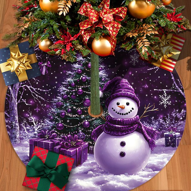 VIKAMA Baumrock mit Schneemann-Motiv in Lila für deine Weihnachtsdekoration - Bild 1
